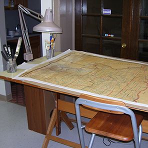 map on a restoration bench