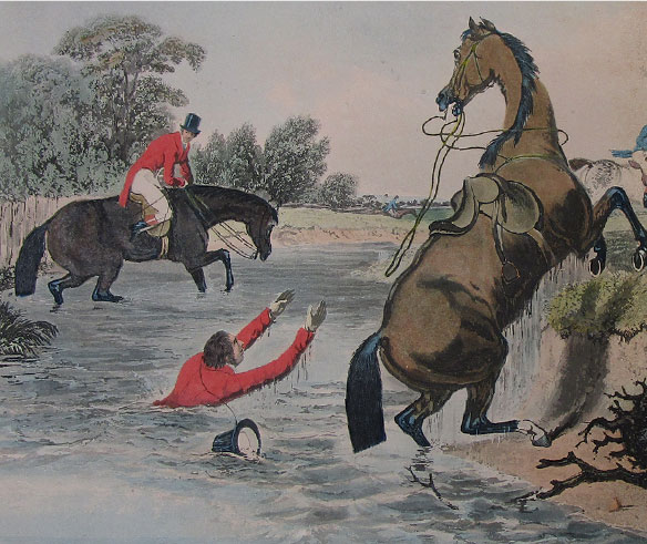 painting picturing a man falling off a horse