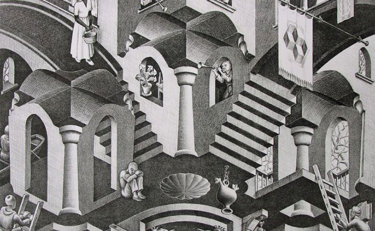 Escher Woodblock Print